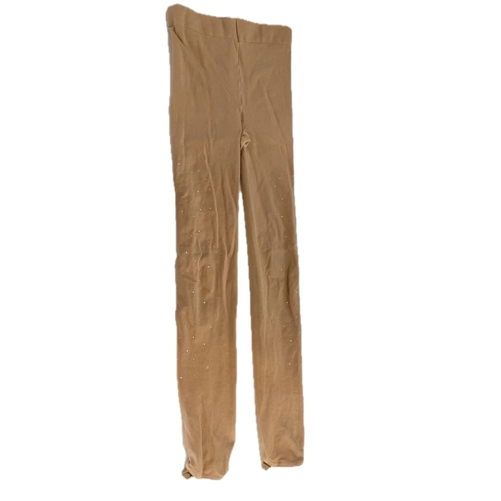 Unbranded Skating Tights Girls 10-14 Nude Good Sparkle Rhinestone Stirrup